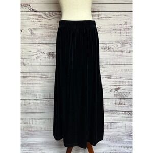 Vtg TR Bentley 80s/90s Velvet Maxi Skirt Sz L Black Whimsigoth Fairy Grunge Goth